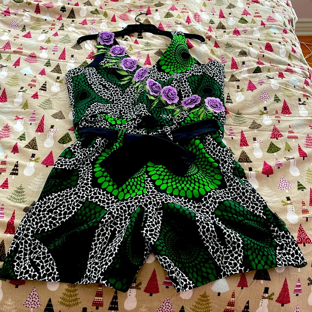Colorful Nigerian Romper 💜💚🌿🪻